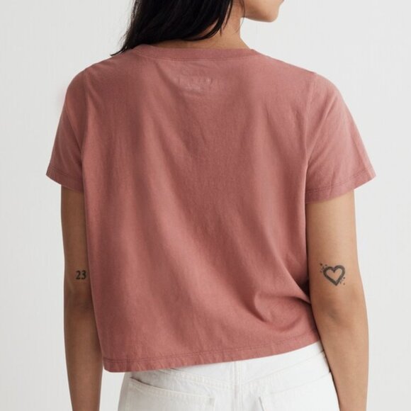 Madewell Softfade Cotton Boxy-Crop Tee in Vintage Quartz, Size Small - Picture 2 of 4